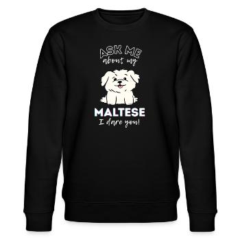 Adorable chiot maltais design - Chien de dessin animé mignon - Sweat bio CHANGER Stanley/Stella Unisexe - noir - Devant - Nik (191cm) & Marisol (170cm)