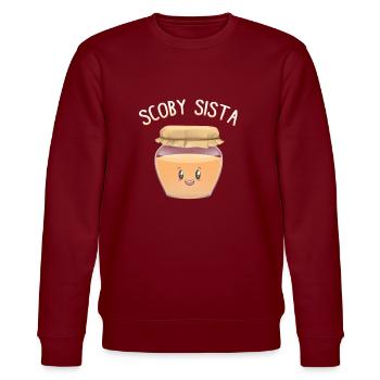 Kombucha - Scoby Sista fermentierter Tee Geschenk - Stanley/Stella Unisex Bio-Sweatshirt CHANGER  - Burgunderrot - Vorne - Nik (191cm) & Marisol (170cm)
