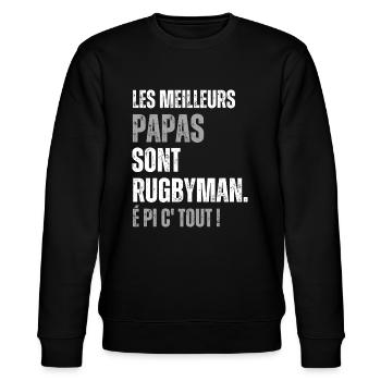 t-shirt Rugby Homme Meilleurs Papa - Sweat bio CHANGER Stanley/Stella Unisexe - noir - Devant - Nik (191cm) & Marisol (170cm)