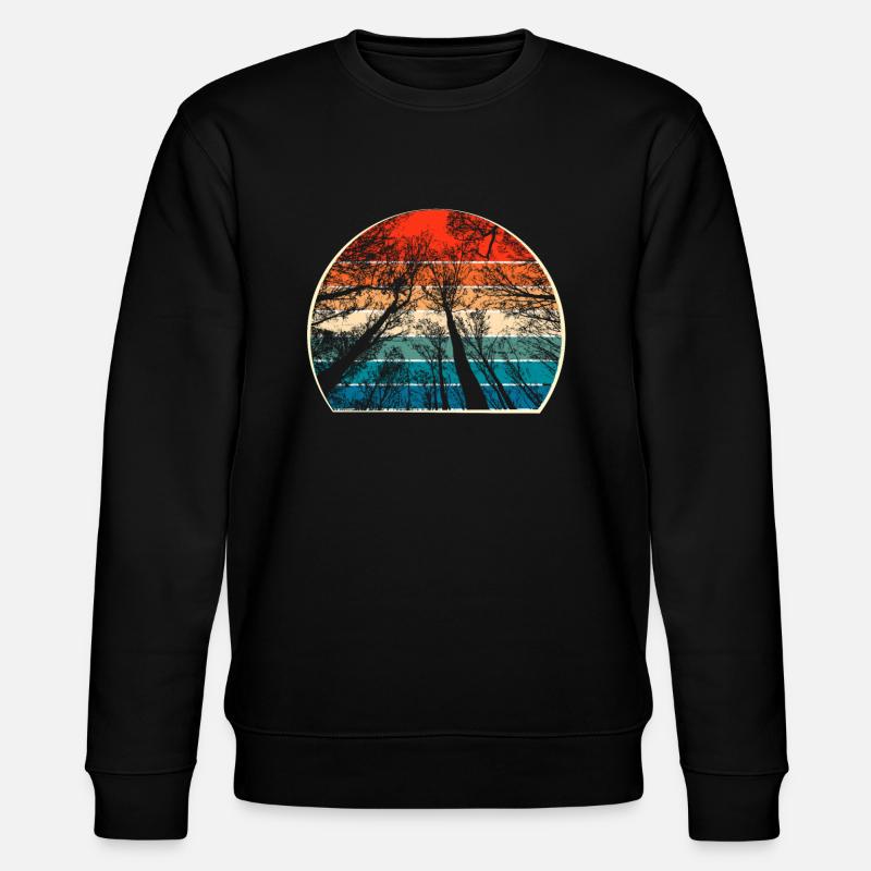 Retro Bäume - Stanley/Stella Unisex Bio-Sweatshirt CHANGER  - Schwarz