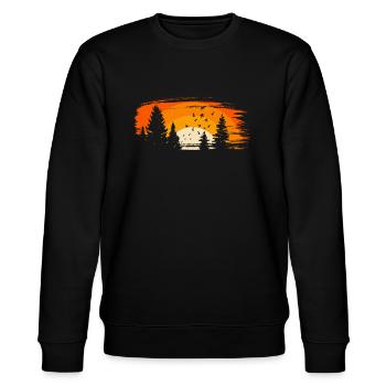 Wald mit Vögeln orange - Stanley/Stella Unisex Bio-Sweatshirt CHANGER  - Schwarz - Vorne - Nik (191cm) & Marisol (170cm)
