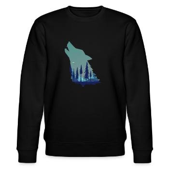 Heulender Wolf mit Wald - Stanley/Stella Unisex Bio-Sweatshirt CHANGER  - Schwarz - Vorne - Nik (191cm) & Marisol (170cm)