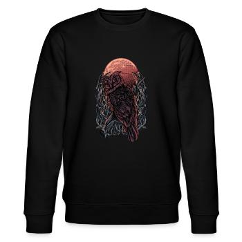 Eule im Blutmond - Stanley/Stella Unisex Bio-Sweatshirt CHANGER  - Schwarz - Vorne - Nik (191cm) & Marisol (170cm)