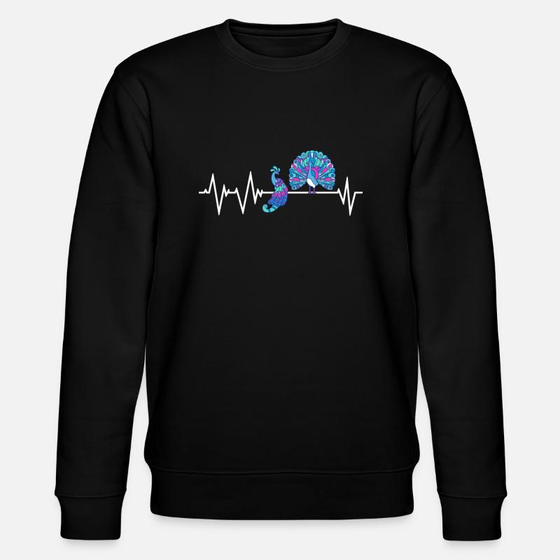 Peacock Heartbeat Peacock - Stanley/Stella CHANGER Unisex Organic Sweatshirt - black