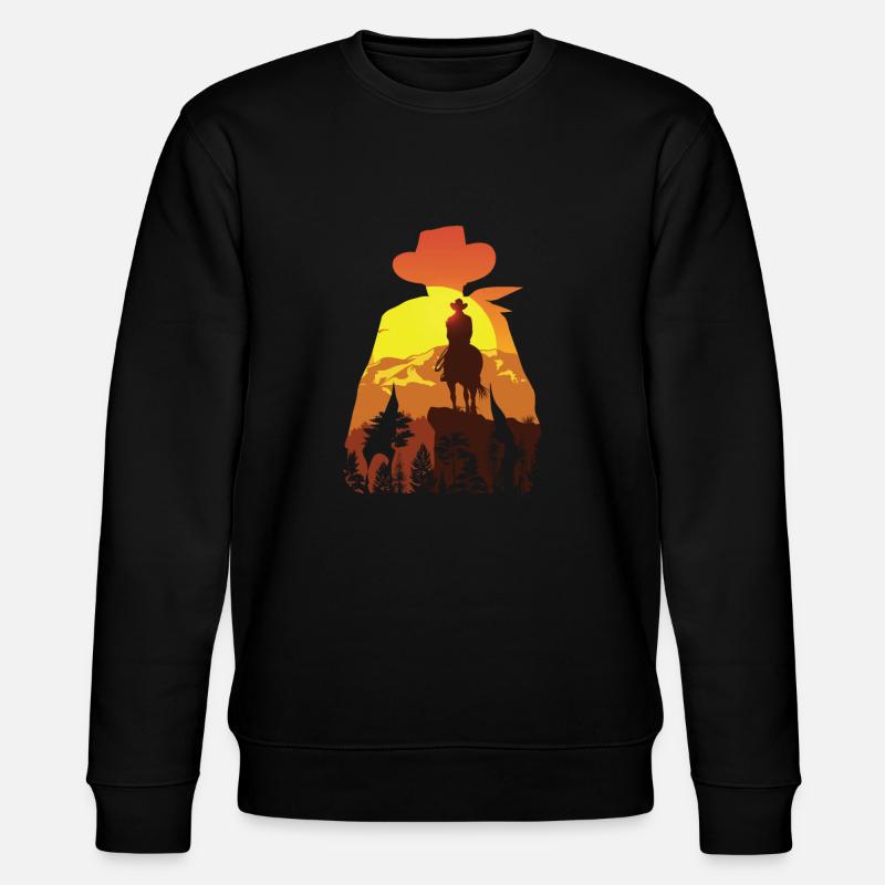 Cowboy Mit Pferd - Stanley/Stella Unisex Bio-Sweatshirt CHANGER  - Schwarz