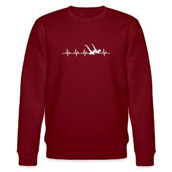 Synchronschwimmen Herzschlag - Stanley/Stella Unisex Bio-Sweatshirt CHANGER  - Burgunderrot - Vorne - Nik (191cm) & Marisol (170cm)