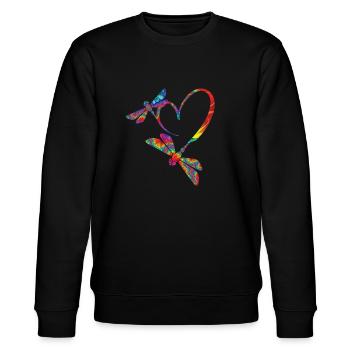 Libelle Herz - Stanley/Stella Unisex Bio-Sweatshirt CHANGER  - Schwarz - Vorne - Nik (191cm) & Marisol (170cm)