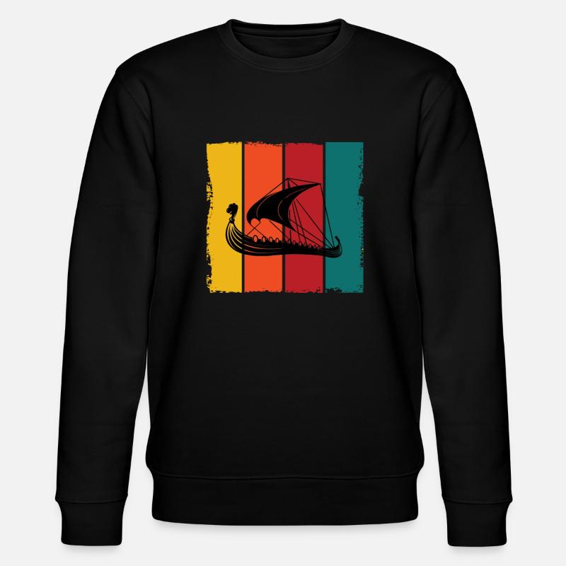 Retro Wikingerschiff - Stanley/Stella Unisex Bio-Sweatshirt CHANGER  - Schwarz