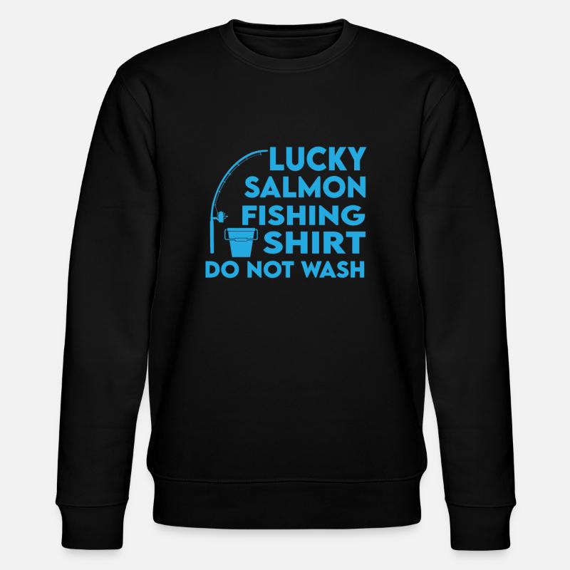 Glückliches Lachsfischen-shirt - Stanley/Stella Unisex Bio-Sweatshirt CHANGER  - Schwarz
