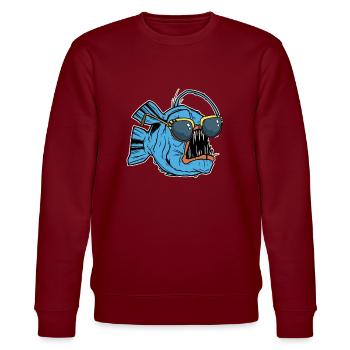 Monkfish With Sunglasses - Stanley/Stella CHANGER Unisex Organic Sweatshirt - burgundy - Front - Nik (191cm) & Marisol (170cm)