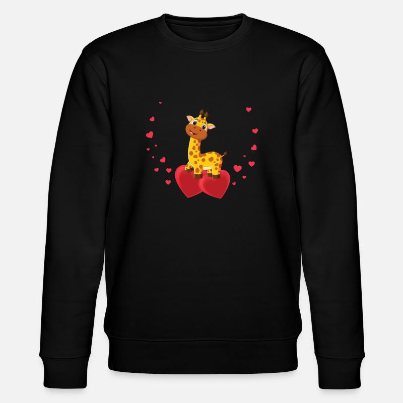 Nette Giraffe Mit Herzen - Stanley/Stella Unisex Bio-Sweatshirt CHANGER  - Schwarz