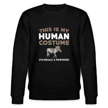 Lustiges Warzenschwein Menschenkostüm - Stanley/Stella Unisex Bio-Sweatshirt CHANGER  - Schwarz - Vorne - Nik (191cm) & Marisol (170cm)