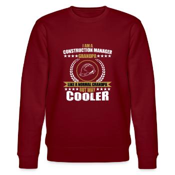 Funny construction manager Grandpa - Stanley/Stella CHANGER Unisex Organic Sweatshirt - burgundy - Front - Nik (191cm) & Marisol (170cm)
