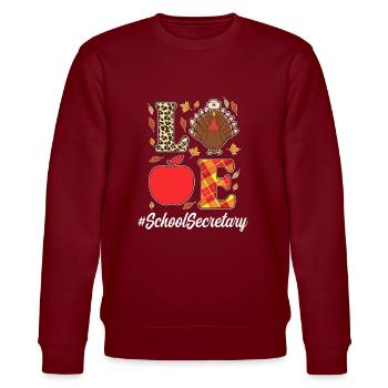 Cute School Secretary Thanksgiving Design - Stanley/Stella CHANGER Unisex Organic Sweatshirt - burgundy - Front - Nik (191cm) & Marisol (170cm)