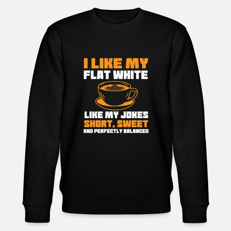 Flat White Kaffee Spruch - Stanley/Stella Unisex Bio-Sweatshirt CHANGER - Schwarz