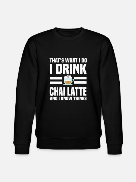 Chai Latte Saying - Stanley/Stella CHANGER Unisex Organic Sweatshirt - black
