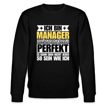 Perfekter Manager - Stanley/Stella Unisex Bio-Sweatshirt CHANGER  - Schwarz - Vorne - Nik (191cm) & Marisol (170cm)