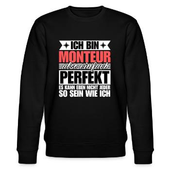 Perfekter Monteur - Stanley/Stella Unisex Bio-Sweatshirt CHANGER  - Schwarz - Vorne - Nik (191cm) & Marisol (170cm)