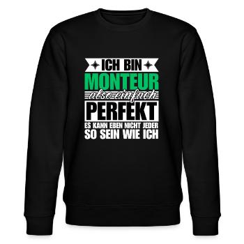 Perfekter Monteur - Stanley/Stella Unisex Bio-Sweatshirt CHANGER  - Schwarz - Vorne - Nik (191cm) & Marisol (170cm)