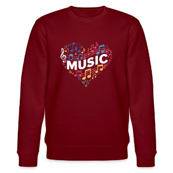 Herz und Musik musizieren mit Herz - Stanley/Stella Unisex Bio-Sweatshirt CHANGER  - Burgunderrot - Vorne - Nik (191cm) & Marisol (170cm)