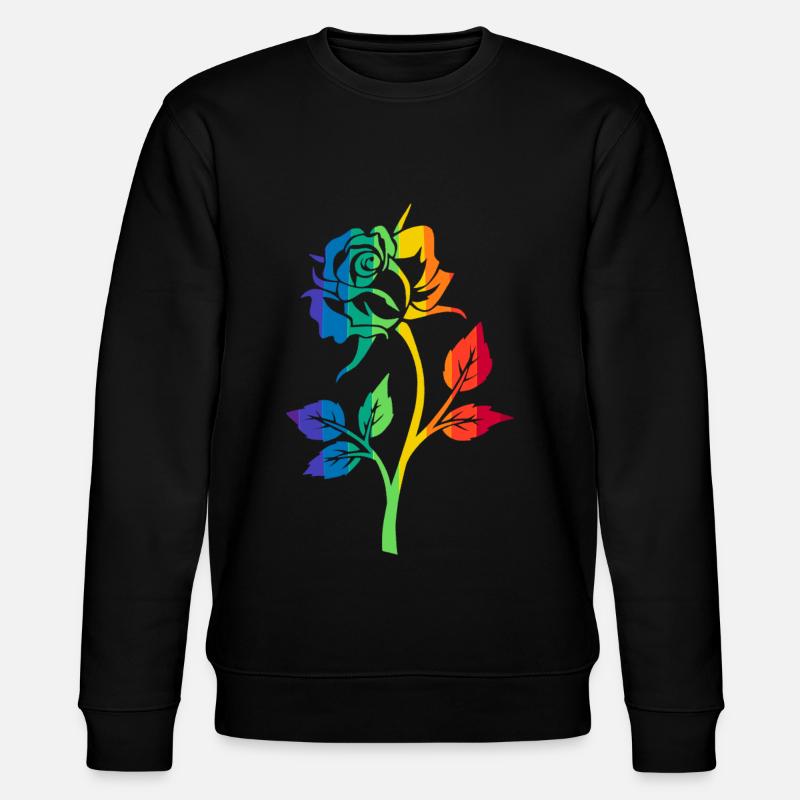 RAINBOW ROSE - Stanley/Stella CHANGER Unisex Organic Sweatshirt - black