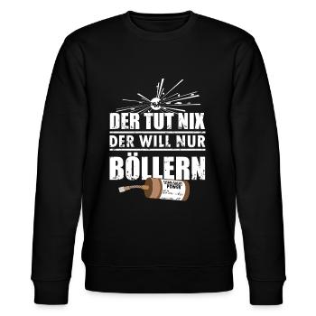 Silvester Pyro will Böllern - Stanley/Stella Unisex Bio-Sweatshirt CHANGER  - Schwarz - Vorne - Nik (191cm) & Marisol (170cm)