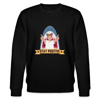 Stay Positive - Stanley/Stella Unisex Bio-Sweatshirt CHANGER  - Schwarz - Vorne - Nik (191cm) & Marisol (170cm)
