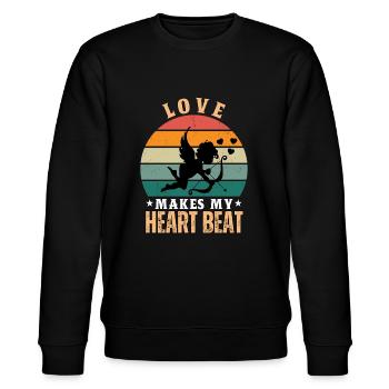 Love Makes My Heart Beat - Stanley/Stella Unisex Bio-Sweatshirt CHANGER  - Schwarz - Vorne - Nik (191cm) & Marisol (170cm)