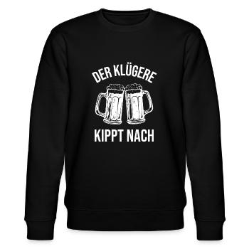 Der Klügere Kippt Nach - Stanley/Stella Unisex Bio-Sweatshirt CHANGER  - Schwarz - Vorne - Nik (191cm) & Marisol (170cm)