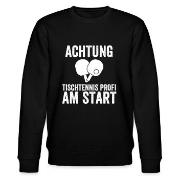Achtung Tischtennis Profi Am Start - Stanley/Stella Unisex Bio-Sweatshirt CHANGER  - Schwarz - Vorne - Nik (191cm) & Marisol (170cm)