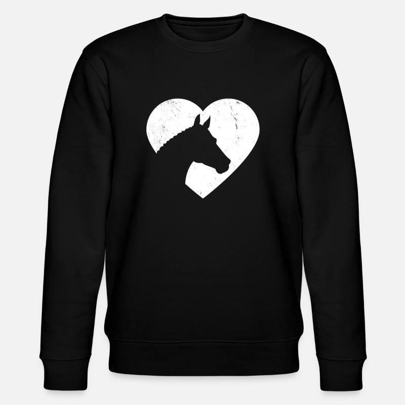 Pferdekopf Silhouette Seitlich Herz Geschenk - Stanley/Stella Unisex Bio-Sweatshirt CHANGER  - Schwarz