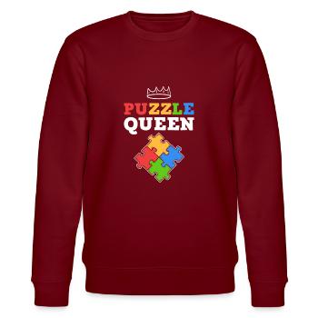 Puzzle Queen Jigsaw Puzzle - Stanley/Stella CHANGER Unisex Organic Sweatshirt - burgundy - Front - Nik (191cm) & Marisol (170cm)