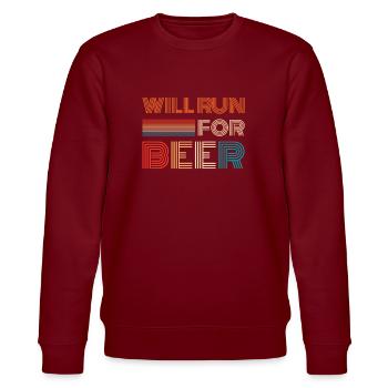 Will Run For Beer Lustige Läufer - Stanley/Stella Unisex Bio-Sweatshirt CHANGER  - Burgunderrot - Vorne - Nik (191cm) & Marisol (170cm)