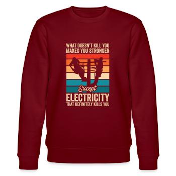 High Voltage Electrician Power Grid - Stanley/Stella CHANGER Unisex Organic Sweatshirt - burgundy - Front - Nik (191cm) & Marisol (170cm)