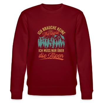 Brauche Keine Therapie Alpen Alpenüberquerung - Stanley/Stella Unisex Bio-Sweatshirt CHANGER  - Burgunderrot - Vorne - Nik (191cm) & Marisol (170cm)