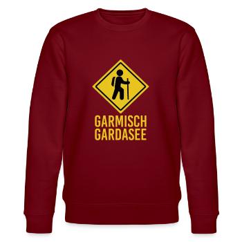 Alpenüberquerung Garmisch Gardasee - Stanley/Stella Unisex Bio-Sweatshirt CHANGER  - Burgunderrot - Vorne - Nik (191cm) & Marisol (170cm)