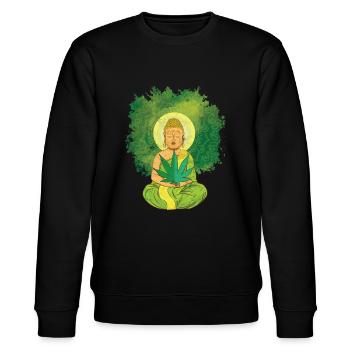 Kiffer T-Shirt 420 Cannabis - Stanley/Stella Unisex Bio-Sweatshirt CHANGER  - Schwarz - Vorne - Nik (191cm) & Marisol (170cm)