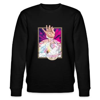 Salt Bae Unicorn Meme Tshirt Gift - Stanley/Stella CHANGER Unisex Organic Sweatshirt - black - Front - Nik (191cm) & Marisol (170cm)
