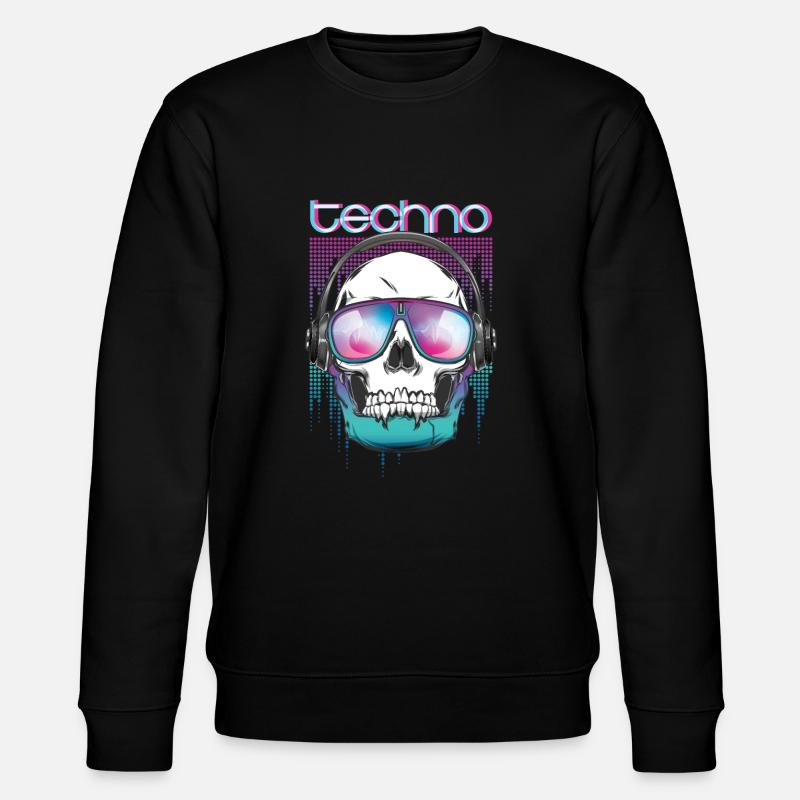 Techno MDMA Skull Psytrance - Stanley/Stella CHANGER Unisex Organic Sweatshirt - black
