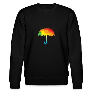 Bunter Regenschirm Regenbogen Farben Umbrella - Stanley/Stella Unisex Bio-Sweatshirt CHANGER  - Schwarz - Vorne - Nik (191cm) & Marisol (170cm)