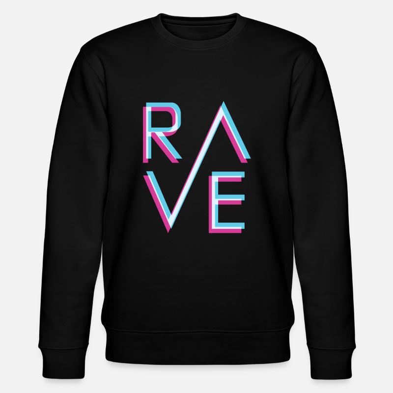 Techno Rave Tshirt Rave - Stanley/Stella CHANGER Unisex Organic Sweatshirt - black