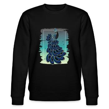 Blauer Pfau Pfauvogel Tropenvogel - Stanley/Stella Unisex Bio-Sweatshirt CHANGER  - Schwarz - Vorne - Nik (191cm) & Marisol (170cm)