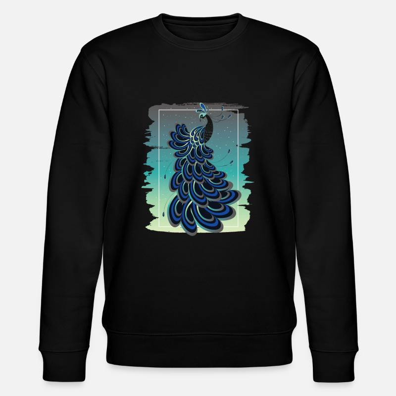 Blauer Pfau Pfauvogel Tropenvogel - Stanley/Stella Unisex Bio-Sweatshirt CHANGER  - Schwarz