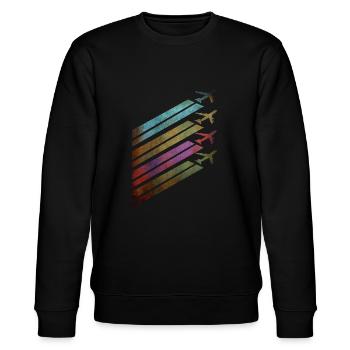 Airplanes airplanes with contrails - Stanley/Stella CHANGER Unisex Organic Sweatshirt - black - Front - Nik (191cm) & Marisol (170cm)
