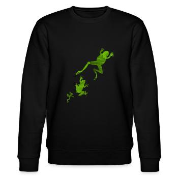 Frogs grüne Frösche springen - Stanley/Stella Unisex Bio-Sweatshirt CHANGER  - Schwarz - Vorne - Nik (191cm) & Marisol (170cm)
