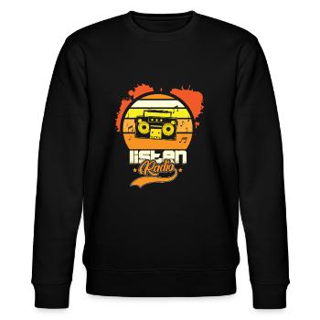 Retro Music listen Radio Radio hören englisch - Stanley/Stella Unisex Bio-Sweatshirt CHANGER  - Schwarz - Vorne - Nik (191cm) & Marisol (170cm)