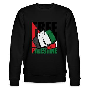 Free Palestine Israel protest - Stanley/Stella CHANGER Unisex Organic Sweatshirt - black - Front - Nik (191cm) & Marisol (170cm)