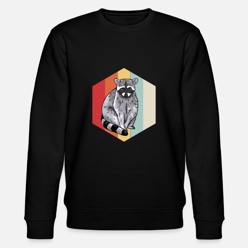 Retro Waschbär - Stanley/Stella Unisex Bio-Sweatshirt CHANGER  - Schwarz
