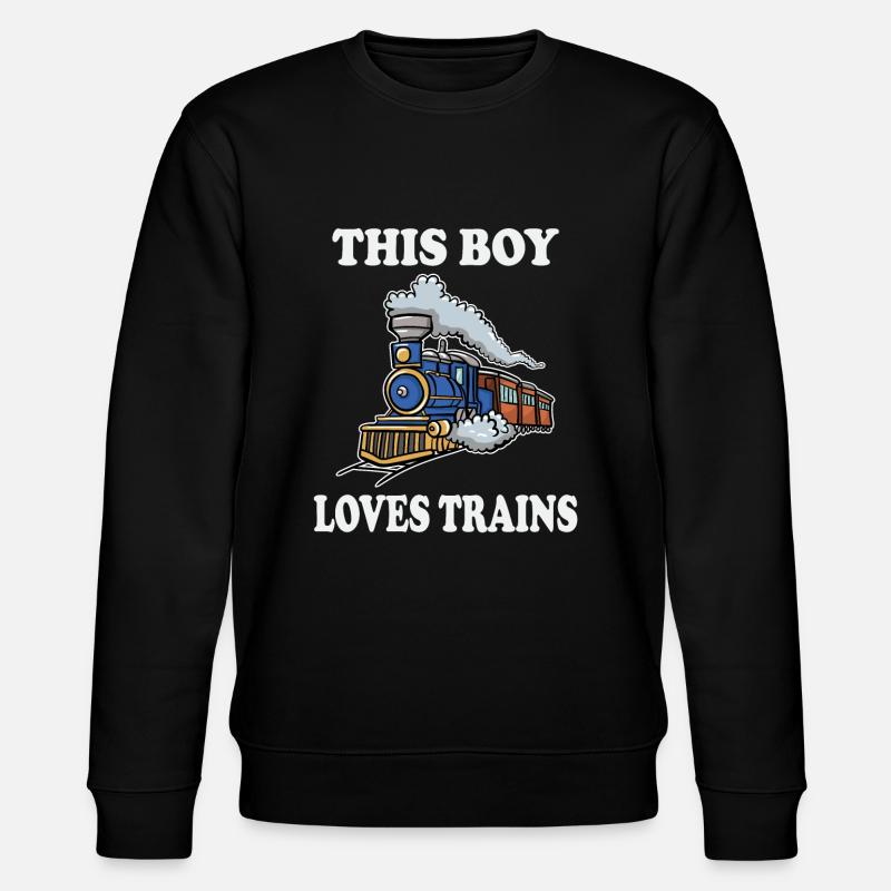 This Boy Loves Trains - Stanley/Stella CHANGER Unisex Organic Sweatshirt - black