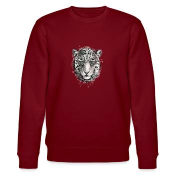 Schneeleopard - Stanley/Stella Unisex Bio-Sweatshirt CHANGER  - Burgunderrot - Vorne - Nik (191cm) & Marisol (170cm)